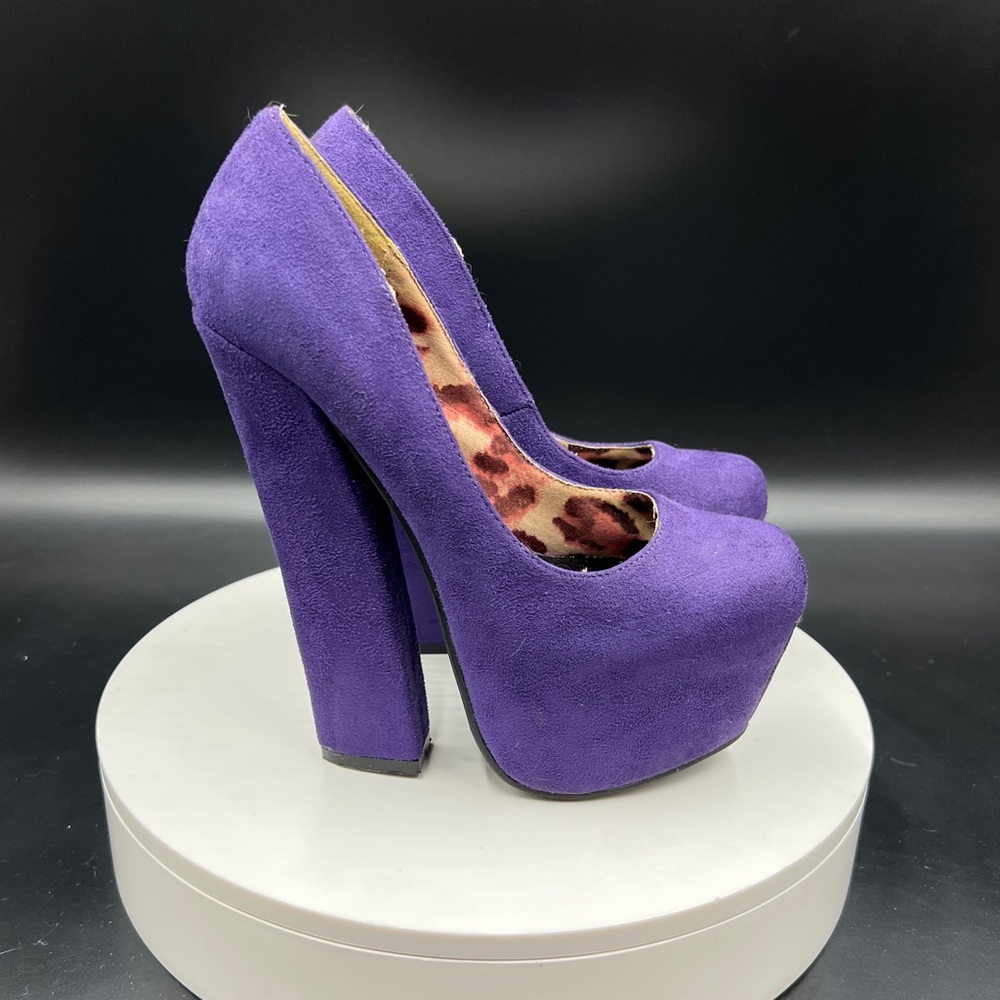Shoe Republic LA Velvet Purple Platform Heels